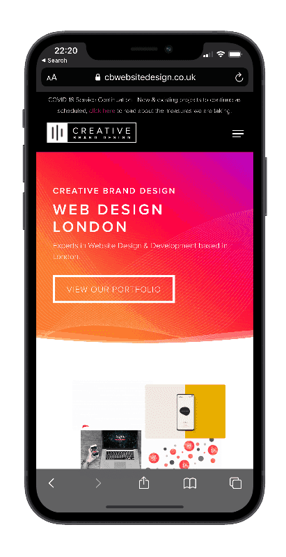 creative brand design mobile screenshot